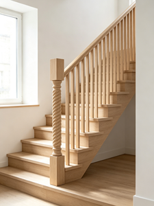 Balustre d'escalier en bois de peuplier EFS, design torsadé à sommet carré, style moderne, écologique, installation DIY, pour balustrades et mains courantes d'escalier - Product Image 2