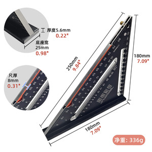 Adjustable Angle <b>Woodworking</b> Triangle Ruler 90 Degree Aluminum Alloy Black Right Angle Measuring <b>Tool</b> - Product Image 3