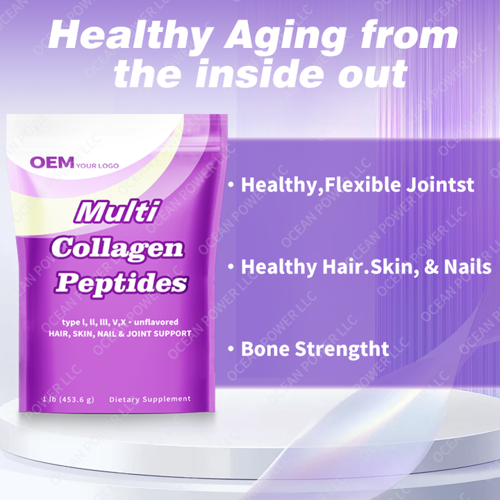 OEM Collagen Peptides Type I,II,III,V,X with Biotin 10000mcg Hyaluronic ...