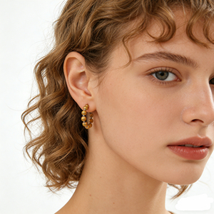 CUSTOM SILVER 10K/14K GOLD PLATED SOLID GOLD LAB GROWN DIAMOND ZICON ENGAGEMENT CLUSTER EARRING UNISEX CUTE ANNIVERSARY PARTY - Product Image 3