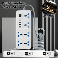 Enchufe de Extensión de Carga de Alta Calidad de 6 Vías, 3 USB, 1 Tipo C, 3 Metros, con Certificación CE ROHS