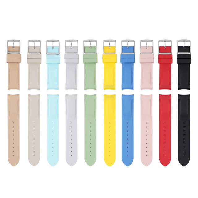 Customized Engraved Logo 20mm Breathable Sport Silicone Rubber Watch Strap for X Speed Master & MoonSwatch Curved End