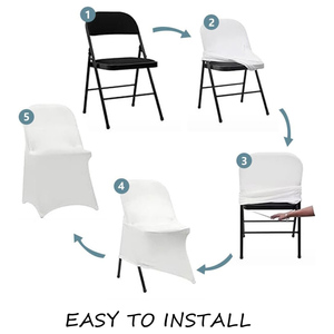 50Pcs Stretch Washable Standard Size Party Banquet Chair Slipcovers White Wedding Spandex Folding Chair Cover - Product Image 4