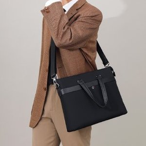 Porte-documents pour hommes, sac noir pour ordinateur portable de 10 pouces, sac à bandoulière de couleur unie pour affaires et loisirs - Product Image 5