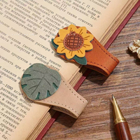 Penanda Buku Kulit Bermotif Bunga yang Dipersonalisasi, Penanda Buku Magnetik, Aksesori Buku, Perlengkapan Buku, Set Hadiah Bisnis Kulit