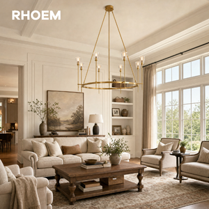 Lustre Rond en Verre RHOEM pour Villa, Salon, Lustre RH, <span class=keywords><strong>D</strong></span>écoration <span class=keywords><strong>d</strong></span>'Éclairage de Luxe pour <span class=keywords><strong>la</strong></span> Maison - Product Image 1