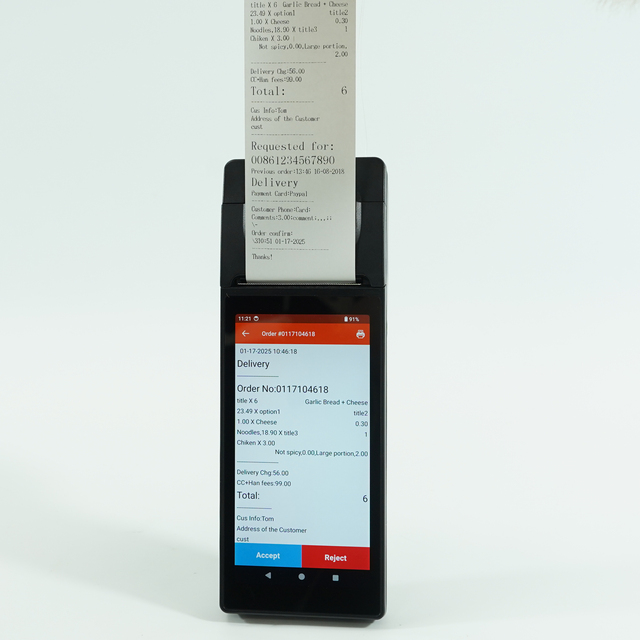 Android 14 Handheld POS Terminal with Printer Qualcomm Chip 3GB 32GB for Restaurant Retail Supermarket