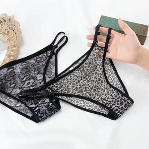 Glace soie tricoté Bikini <span class=keywords><strong>culotte</strong></span> Sexy creux mode imprimé léopard mince respirant taille basse séchage rapide brodé femmes - Product Image 3