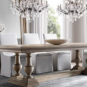 आरएच अमेरिकन सॉलिड वुड डाइनिंग टेबल ओक रेट्रो आयताकार डेस्क एंटीक डू ओल्ड बिग बोर्ड टेबल कॉन्फ्रेंस टेबल कस्टम - Product Image 2