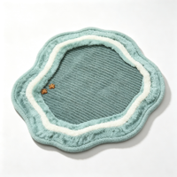 Tapis pour animaux de compagnie en peluche rectangulaire 84x80cm, tissé à la main, moderne, pour chat et chien, vert sauge uni, antidérapant, facile à nettoyer, fermeture à boucle et crochets