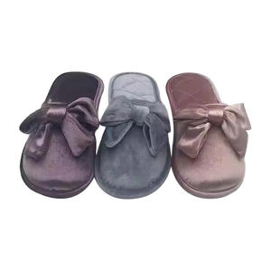 Pantofole da casa donna <span class=keywords><strong>con</strong></span> fiocco Memory Foam in velluto liscio Sexy morbide pantofole trapuntate da interno - Product Image 4