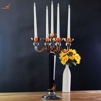New Custom ized Design Event Hochzeit Weihnachten Tisch dekoration Preiswerte 5 Arme farbige Kristall Kerzenhalter auf dem Tisch