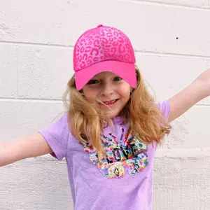 儿童婴儿户外运动帽豹纹遮阳帽儿童粉色帽子帆布棒球快照帽