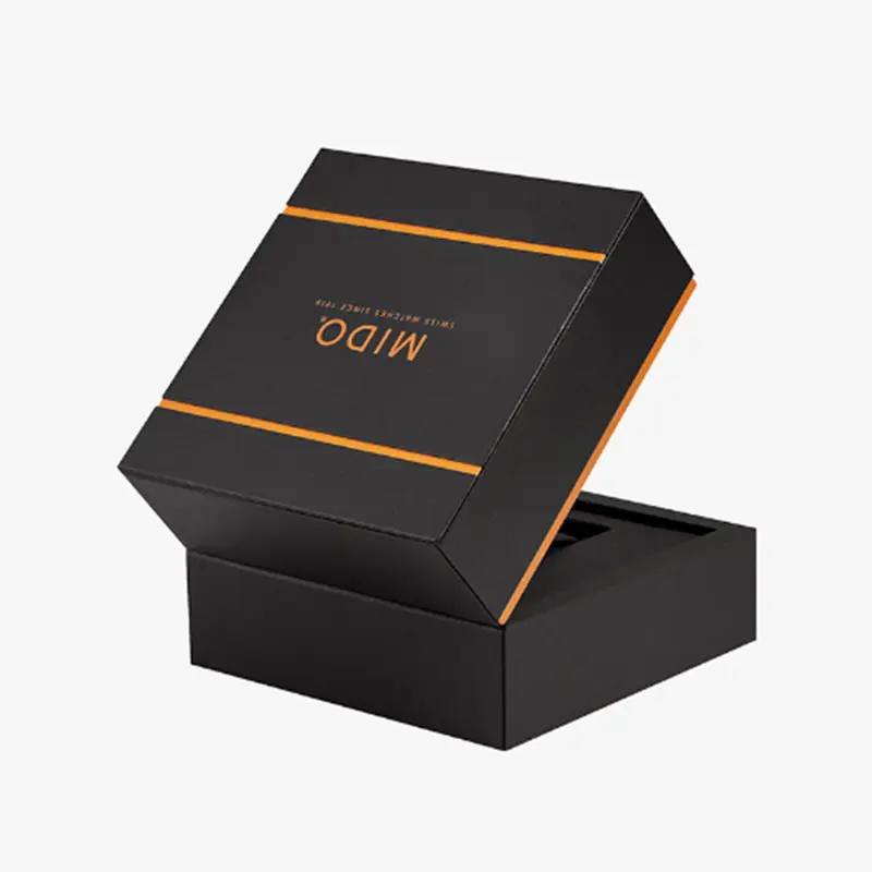 Fabrika üreticileri zarif tasarım lüks siyah hediye paketi özel saat kutusu