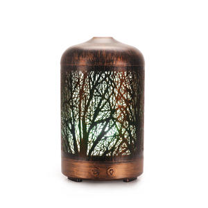 Diffuseur d'arômes à effet bois 0,5 L, humidificateur à lumière LED de type brume, usage domestique et commercial, couleur bronze - Product Image 1