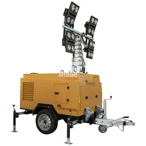 Portable 9m Hydraulic lighting tower Diesel drive 360 degree mobile 4*350W LED lighting tower with factory price