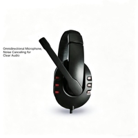 Casque de jeu filaire 3,5 mm, casque supra-auriculaire pour PC, PS5, Xbox et bandeau réglable avec réglage du volume