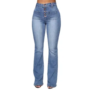 Jeans da <span class=keywords><strong>Donna</strong></span> a Gamba Larga con Chiusura a Bottoni <span class=keywords><strong>Pantaloni</strong></span> <span class=keywords><strong>Classici</strong></span> in Denim Lavato Traspiranti Vestibilità Ampia Casual per l'Estate - Product Image 5