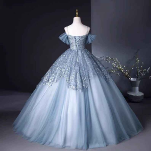 Elegante Vestido de Noche Azul de Lujo con Cuentas y Pedrería, Transpirable, con Detalles Brillantes de Cristal, Silueta de Sirena Natural - Product Image 5