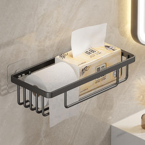 Panier de rangement mural rectangulaire en métal durable pour salle de bain, support pour papier toilette et mouchoirs - Product Image 4