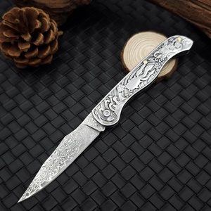 Couteau pliant en acier inoxydable HK FB207 180 mm, manche en acier inoxydable/cuivre blanc, haute dureté, multifonctionnel, tranchant, OEM, DIY - Product Image 2