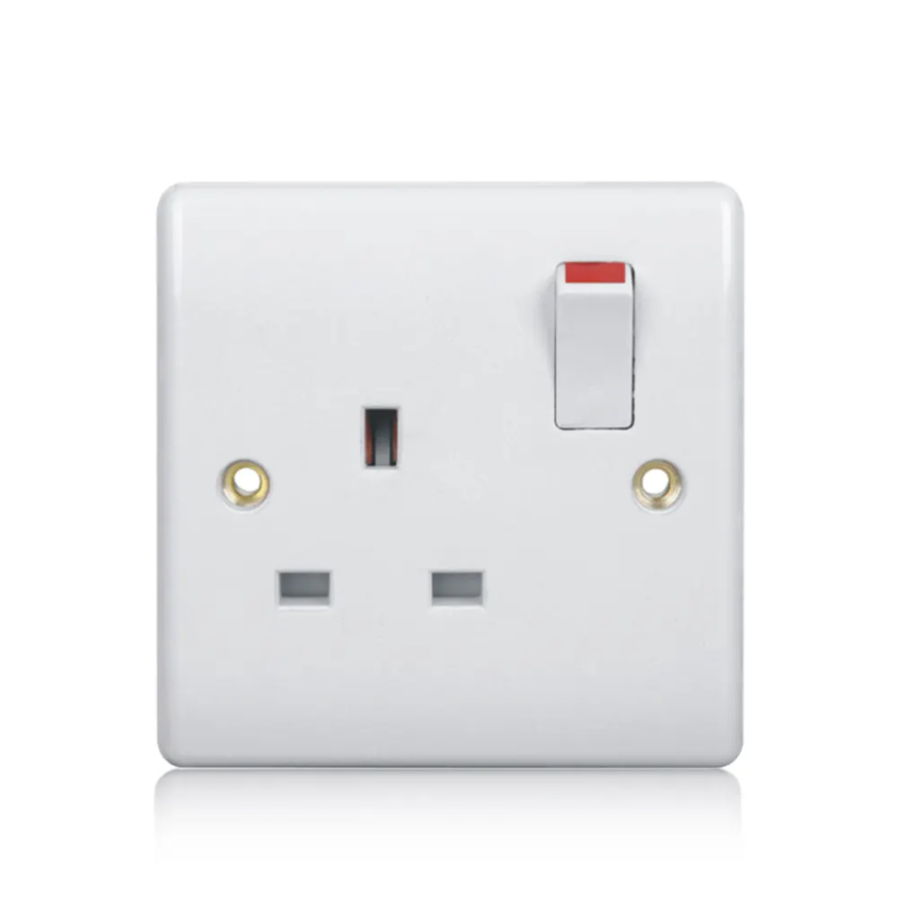 British standard 1 gang 3 pin wall electric switch socket 13A switch socket