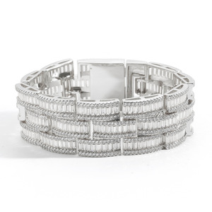 Pulsera ancha con cierre de resorte, brazalete de reloj con circonitas en forma de T, joyería de pulsera para hombre, collar de moda Tanjing Lijing - Product Image 5