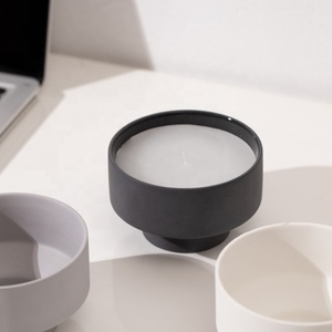 YBH Custom Christmas Holiday Luxury Ceramic <strong>Candle</strong> Jar Grey White <strong>Black</strong> Home Decorative Vessel <strong>Lanterns</strong> &amp; Holders - Product Image 4