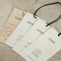 Étiquettes suspendues et étiquettes de vêtements en papier écologique de qualité supérieure avec logo personnalisé, style luxe pour sacs et vente au détail en supermarché