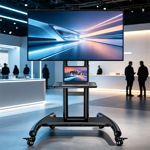 Commercial Mobile TV Cart Trolley Height Adjustable TV Stand for Large Screen Monitor Meeting Room Wholesale Customization