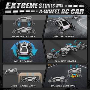 EPT Robot Chien Télécommandé Huit Roues avec Fonction Pulvérisation, Musique, Lumières LED, Bras Articulé, Voiture RC Tout-Terrain Acrobatique - Product Image 3