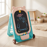 Tableau magnétique double face pour enfants, chevalet d'écriture pliable, bureau relevable, tableau à gribouiller avec poche de rangement