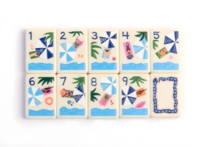 Diseño Tropical de Lujo, Azulejos de Mahjong Acrílicos con Rejilla Azul, Entretenimiento Portátil para el Verano, <span class=keywords><strong>Sunshine</strong></span> America Miss Out of Office - Product Image 6