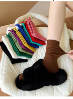 Double Cylindre Femmes Rib Cotton Crew Slouch Socks Wholesale Candy Colors Preppy Style Socks