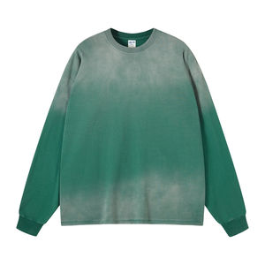 Camiseta personalizable de algodón lavado ácido de manga larga lisa de peso pesado básico - Product Image 1