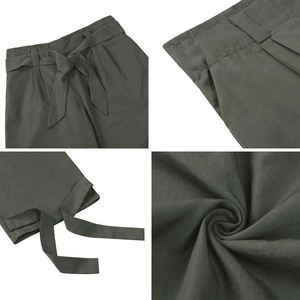 5002 miscela del cotone Tie Delle Increspature Delle Donne <span class=keywords><strong>Pantaloni</strong></span> Casual Solido di Alta Cintura In Vita Tasca <span class=keywords><strong>Pantaloni</strong></span> delle donne della Molla Femminile Telai <span class=keywords><strong>Pantaloni</strong></span> <span class=keywords><strong>fondo</strong></span> - Product Image 5