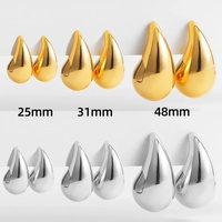Boucles d'oreilles hypoallergéniques en forme de goutte d'eau pour femmes, imitations de boucles d'oreilles créoles épaisses dorées, bijoux fantaisie pendantes pour femmes