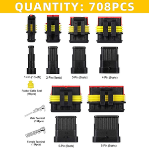 <span class=keywords><strong>Kit</strong></span> <span class=keywords><strong>de</strong></span> Conectores Impermeables para Automóvil T216 <span class=keywords><strong>de</strong></span> 708 Piezas en Caja, Terminales <span class=keywords><strong>de</strong></span> Conector Macho y Hembra, Arnés <span class=keywords><strong>de</strong></span> Cables, Conectores <span class=keywords><strong>de</strong></span> 1 a 6 Orificios - Product Image 2