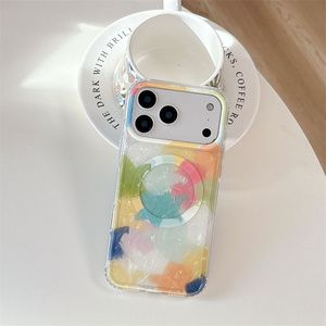 Luxury Rainbow Graffiti IMD Magnetic Mobile Phone <b>case</b> for iPhone 17 16 Pro Max Glitter colorful shell pattern Laser back Cover - Product Image 4