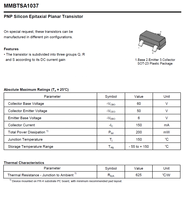 MMBTSA1037 Transistor bipolaire SMD SOT-23 PNP HFE 120-560 200mW 50V 150mA 100% Original et traçable Code de lot