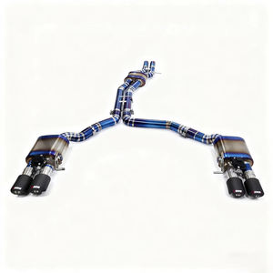 Système d'échappement à soupapes intermédiaires et arrière en alliage de titane de luxe GDR de 1,2 mm d'épaisseur avec embouts en fibre de carbone forgée ablatifs bleus et télécommande - Product Image 5