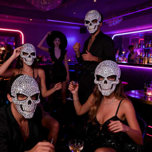 Máscaras Personalizadas Hechas a Mano, Diseño de Calavera, Zorro, Gato, Conejo, Rostro Humano, Máscaras de Fiesta al por Mayor, Color Sólido MJ035 - Product Image 3