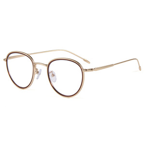 Montures de lunettes œil-de-chat dorées pour femmes, largeur de monture moyenne, verres AC, verres plano, lunettes optiques, origine Wenzhou - Product Image 3