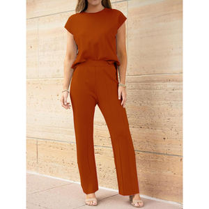Conjunto Casual de Dos Piezas para Mujer: Chaleco sin Mangas de Punto y Pantalones Anchos de Punto - Product Image 3