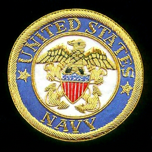 USA N-A-V-Y High Quality Lace Embroidered Patch <b>Sew</b>-On Fabric Badge Circular Luxury Design for Garment - Product Image 1