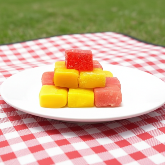 Sweet Pole Sour Fruit Cube Pattern Assorted Sweet Chewy Multi-Colored Fruity Gummy Candy 438g Bag Snack