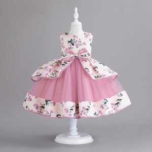 Girl's <strong>Red</strong> Christmas for 4-14 Year Olds, Children's Printed Birthday Princess Costume, Puff Sleeve Flower Girl <strong>Wedding</strong> <strong>Dress</strong> - Product Image 2