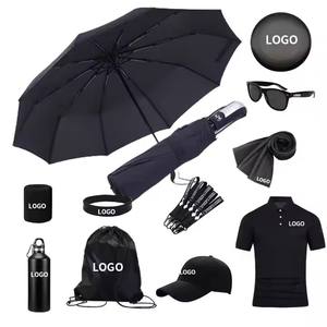Venta al por mayor Logotipo de empresa personalizado regalos corporativos botella sombrero paraguas bajo costo productos de regalo Promoción de mercancías conjunto de regalo - Product Image 4
