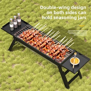 Barbecue portable multifonctionnel pliable en acier inoxydable et carbone, petit modèle pour 3-5 personnes, style traditionnel, pour l'extérieur et la maison - Product Image 2