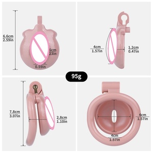 Jaula de Castidad Masculina con Forma de Vagina Realista, Jaula Hueca para Pene con Anillo para Pene de 4 Tamaños, Ejercicio de Abstinencia para Hombres - Product Image 6